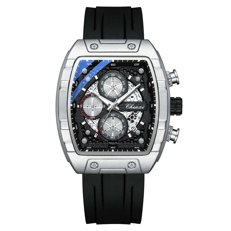 Relógio Masculino CHENXI – Esportivo, Elegante, Cronógrafo, Pulseira de Silicone, Quartzo Original