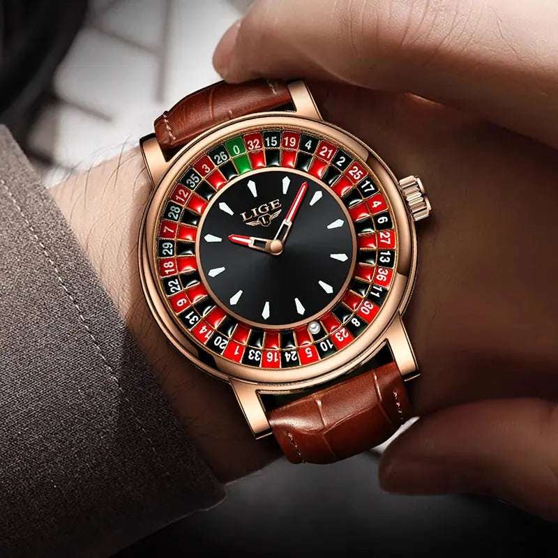 LIGE 2025 — Relógio Masculino de Luxo Que Gira a Sorte | Design Criativo, à Prova D’água e Luminous!